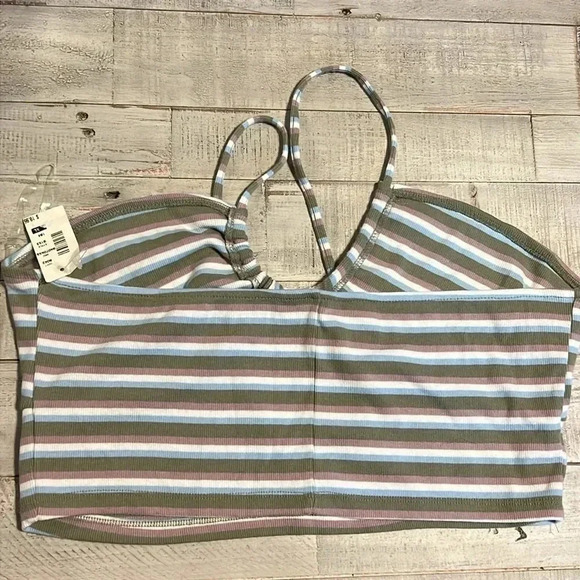 Juinors Aeropostale NWT XL striped‎ grn blue white purple halter top - Picture 3 of 7